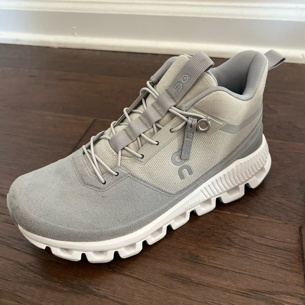On Running Gray and White Athletic Sneakers
